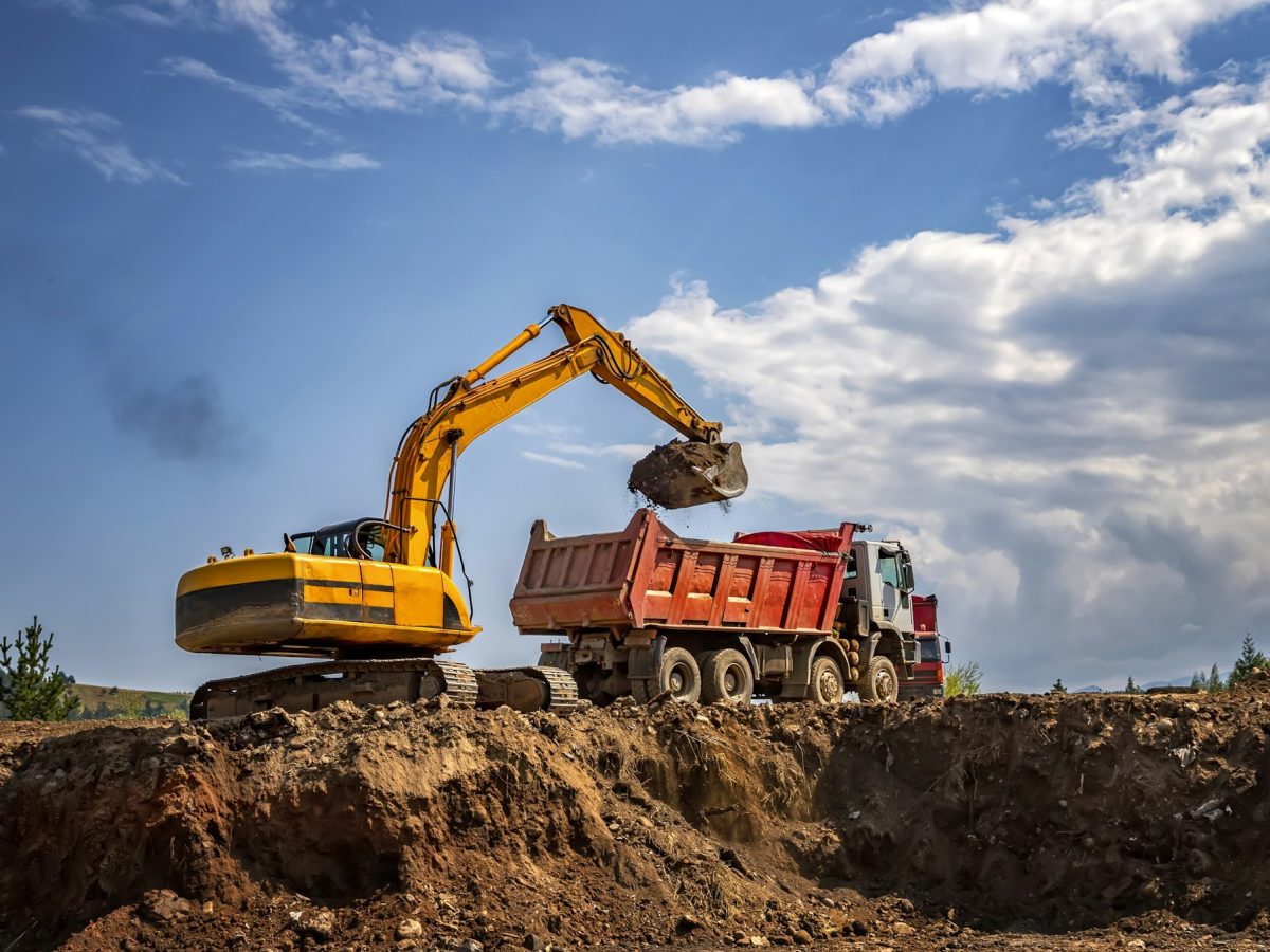 working excavator